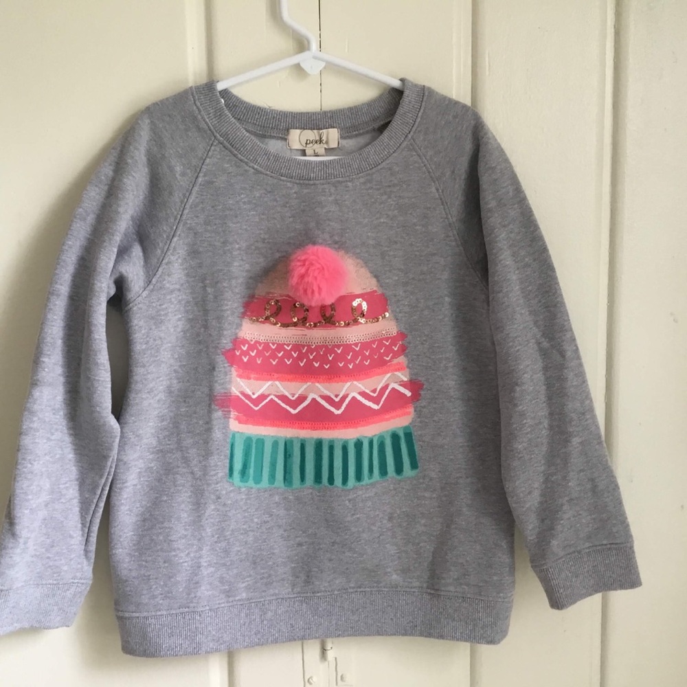 Peek Girl Sweatshirt with Sequins and Pompom